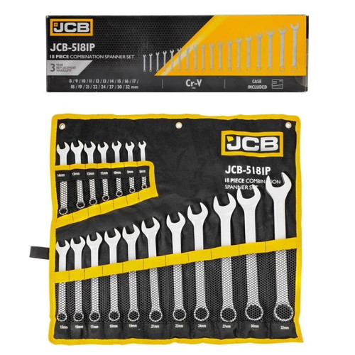JCB Combination Spanner Set 8-32 mm 18 Pieces New