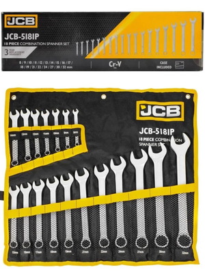 JCB Combination Spanner Set 8-32 mm 18 Pieces New
