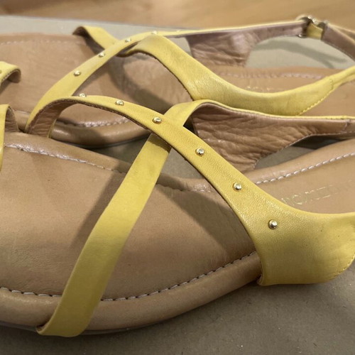 Gianna Kazakou leather women's sandals yellow like new, size 41