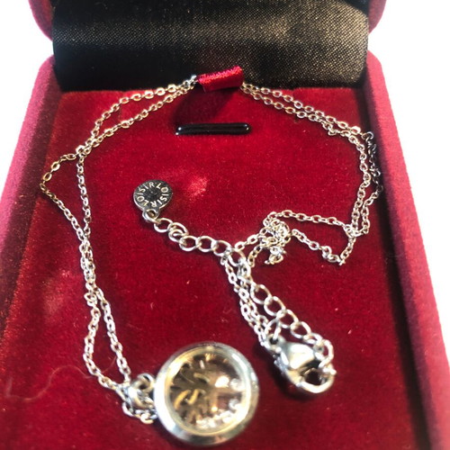 Necklace with gold plated tree of life and floating zircons like new