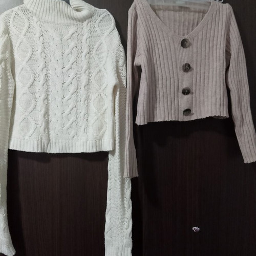 Knitted sweaters used, set of two, white and pink, size S