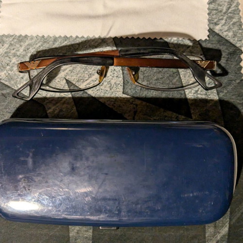Emporio Armani used eyeglasses with case and cleaning cloths black orange