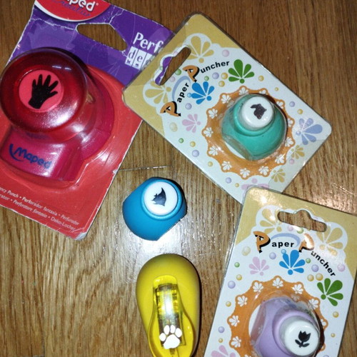 Paper punchers new, pack of 5 different designs