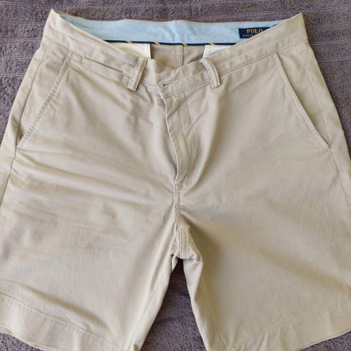 Ralph Lauren Bedford stretch straight fit chinos shorts 9" white and beige, size 33