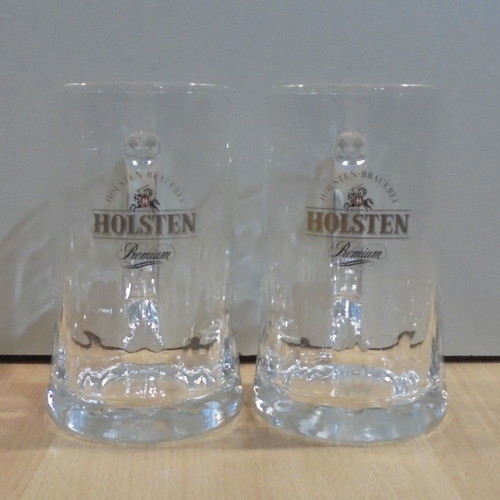 Holsten beer two promotional glass mugs 0.5l used