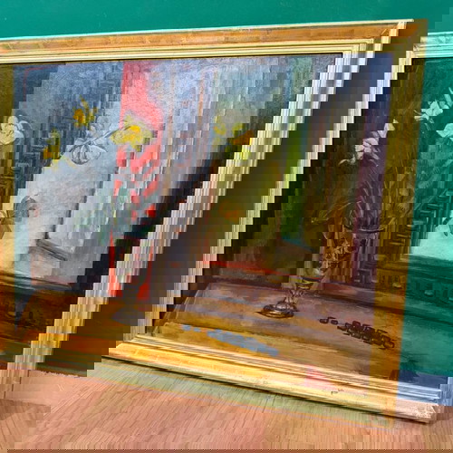 Έργο τέχνης Γ. Πατριαρχέας μεταχειρισμένο, βάζο με λουλούδια σε κορνίζα