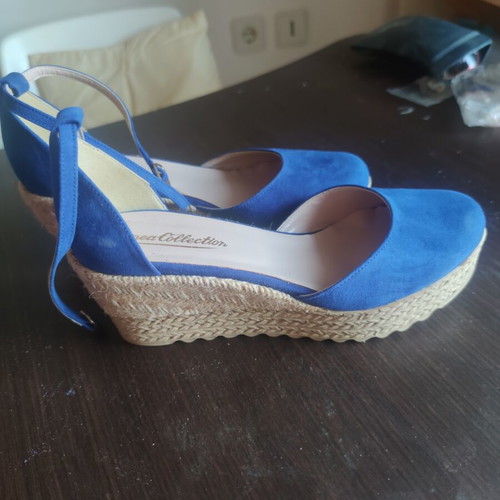 Blue espadrille wedge sandals, size 39