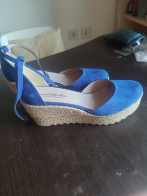 Blue espadrille wedge sandals, size 39