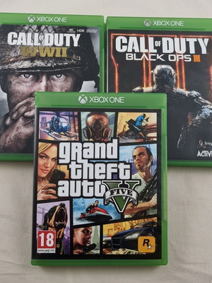 Xbox One games Grand Theft Auto 5, Call Of Duty WWII and Black Ops 3 like new