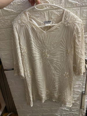 Vintage Christof white blouse with intricate beads and sequins used