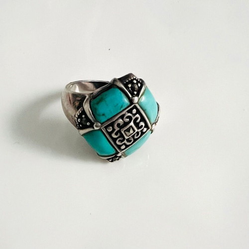 Ring used, 925 silver with turquoise and marcasite