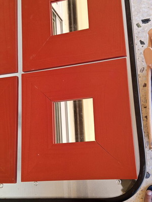 Set of 4 decorative wall mirrors with red frames, like new