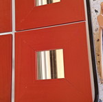 Set of 4 decorative wall mirrors with red frames, like new
