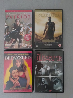 DVD movies like new with subtitles, Gladiator, The Patriot, The Doors, Bedazzled