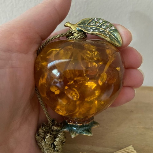 Pomegranate charm like new resin with metal details