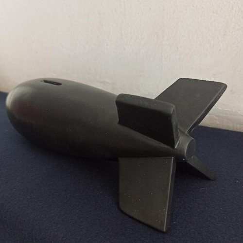 Bomb-shaped piggy bank new, Russian gypsum art piece