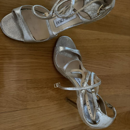 Jimmy Choo Silver Sandals Size 37 Like New