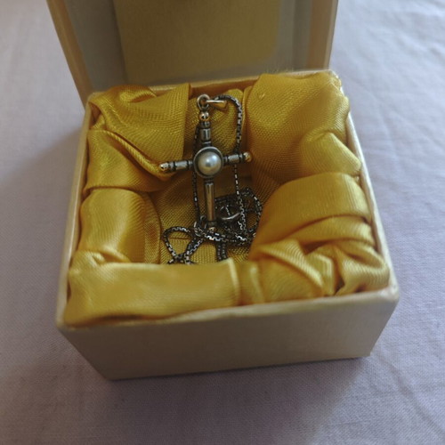 Women's silver cross with gold, like new
