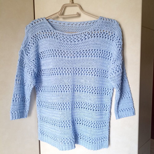 Knitted summer blouse like new, blue, sizes M and L