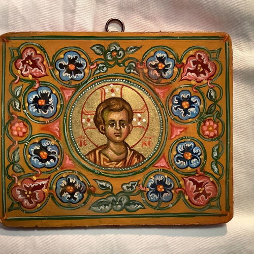 Byzantine Icon Christ with Decorative Miniature, Like New