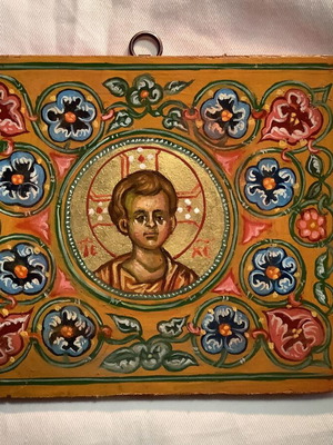 Byzantine Icon Christ with Decorative Miniature, Like New