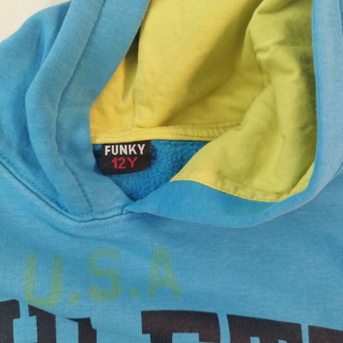 Funky children's hoodie used, blue, size 12 years