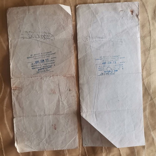 Promissory notes used from 1964, 2 pieces, one with tear