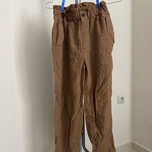 Paperbag trousers brown camel high-waisted Pull & Bear like new, size S