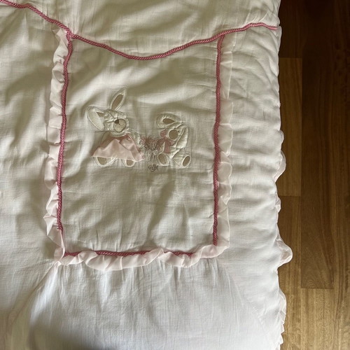 Baby blanket used for crib by IRA with bunny details