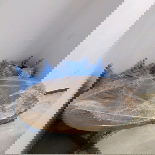 Τραπεζαρία με 6 καρέκλες, ροτόντα 130 εκ., μασίφ ξύλο τικ, σαν καινούργιο