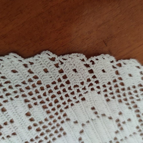 Set of 4 handmade white crochet filet pieces 100% cotton