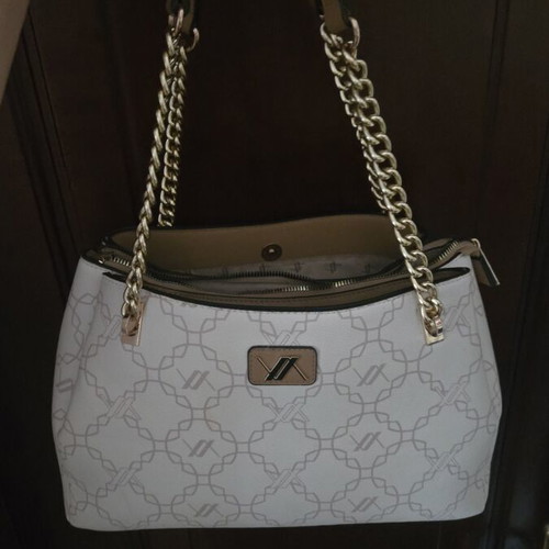 Verde handbag with 3 compartments, beige and gold