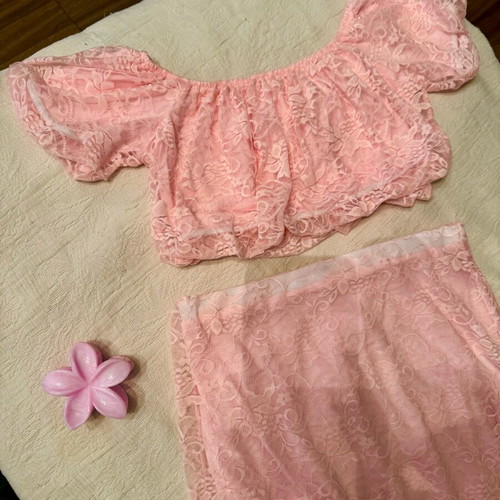 Crop blouse and maxi skirt set new, pink, unworn