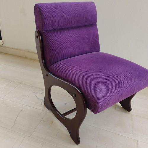 Vintage handmade low armchairs used, set of 2 pieces