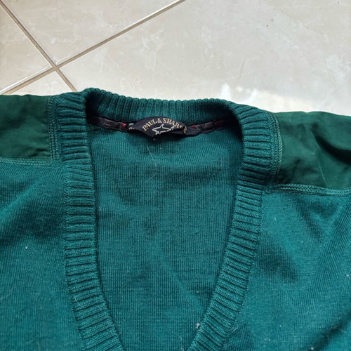 Paul & Shark men's XL knitted sweater used, green with small hole