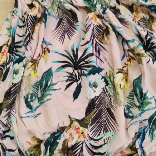 Bershka Pink Tropical Off-Shoulder Crop Top like new