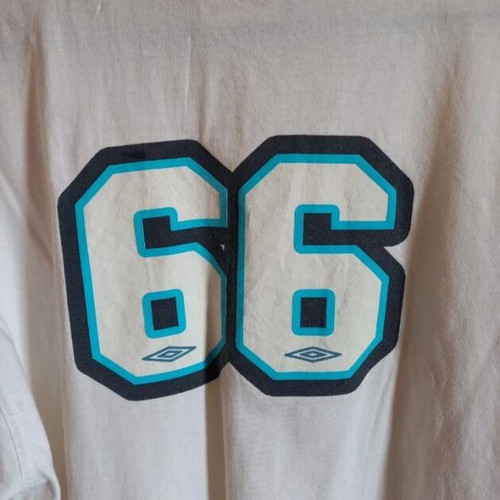 Umbro white short-sleeve shirt new with number 66 print, size S/M