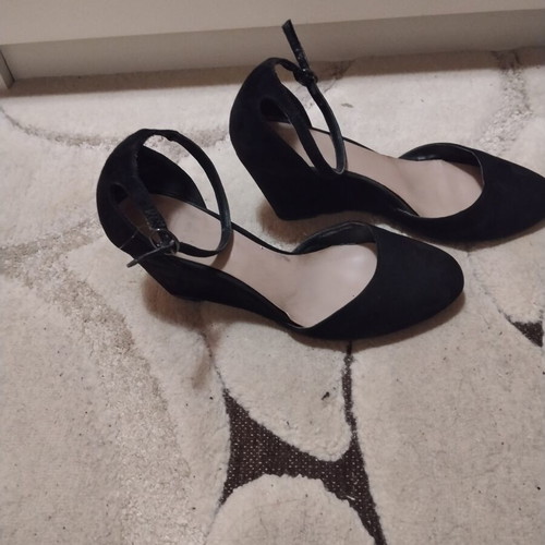 Black Wedge Platforms with Ankle Strap used, size 37