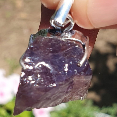 Amethyst pendant silver plated, new