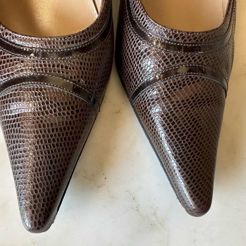 J. Bournazos leather pumps with snake pattern like new