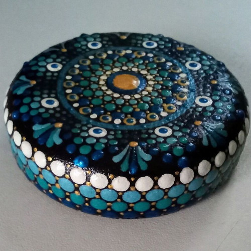 Handmade mandala decoration new, plaster stone 7 cm