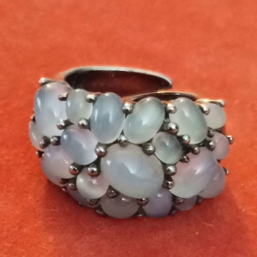 Balmain 925 Silver Ring used with Black Plating and Semi-Precious Stones No. 54