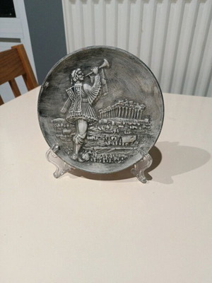 Handmade carved clay plate like new, size 17x17