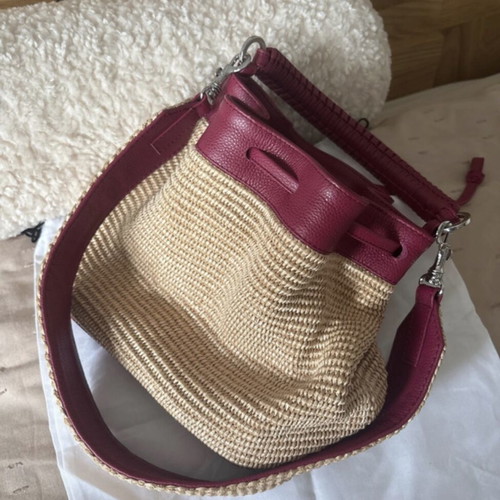 Callista raffia and leather hand bag new with red details