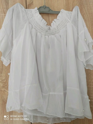 Formal blouse with pearls new, white