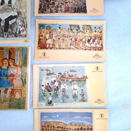 Postcards with artworks by Theofilos Chatzimichail used, pack of 12