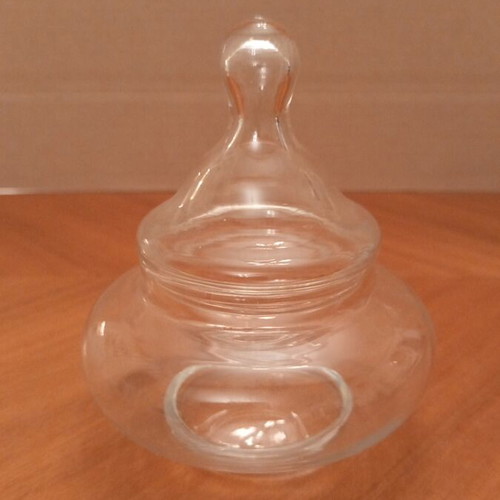 Vintage glass apothecary jar with lid (12cm)