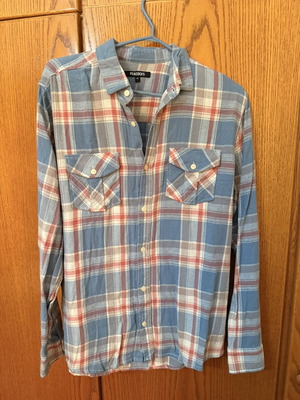 Peacocks Men’s Plaid Flannel Shirt Size M New Blue Red Beige