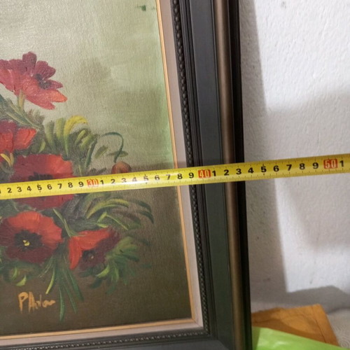 Painting used on wood with flower theme 53x42 cm