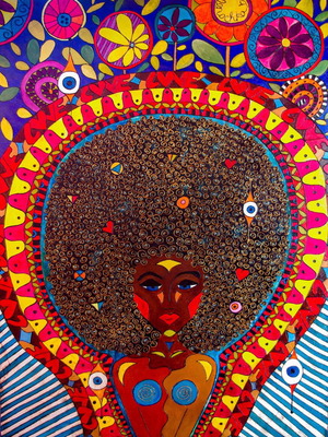 Shakti Divine Feminine Πίνακας ζωγραφικής σε μεικτή τεχνική σε ξύλο Καινούργιο